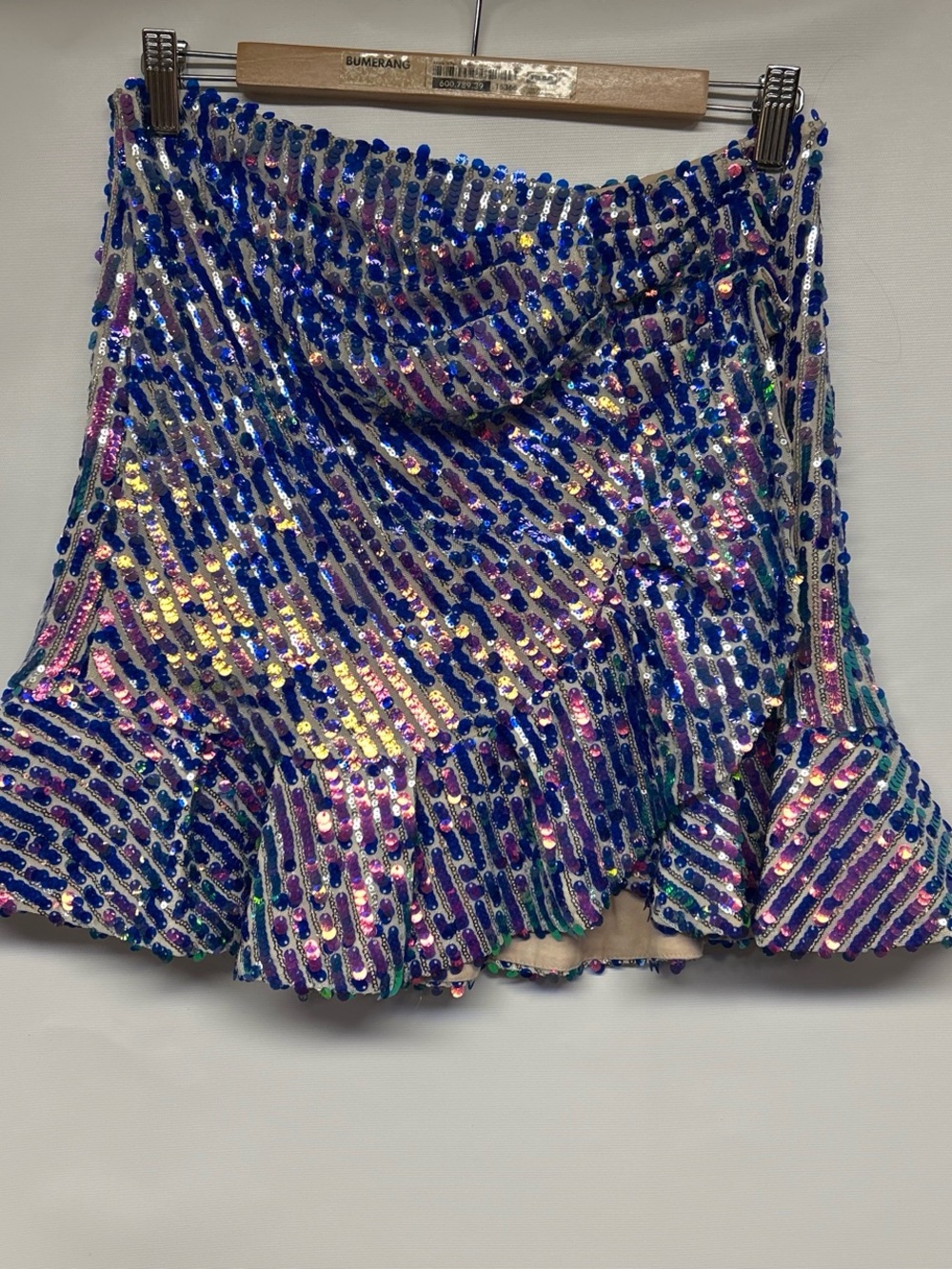 Zara Blue & Pink Iridescent Sequin Mini Skirt